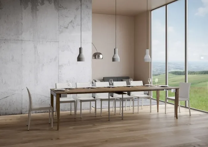 Consolle Allungabile 90-300x40x77 cm in Nobilitato Marrone Online ora - immagine 3