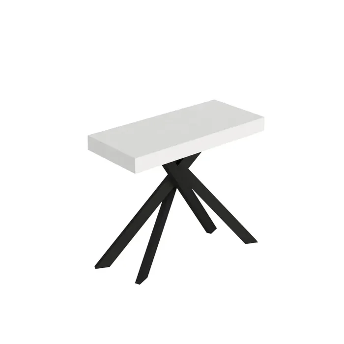 Consolle Allungabile 90-300x40x77 cm Saki Premium Bianco Frassino Gambe Antracite Vendita online