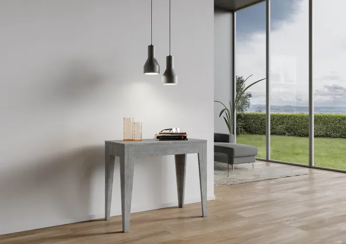 Consolle Allungabile 90-302x42x77 cm in Nobilitato Grigio Moda - immagine 2