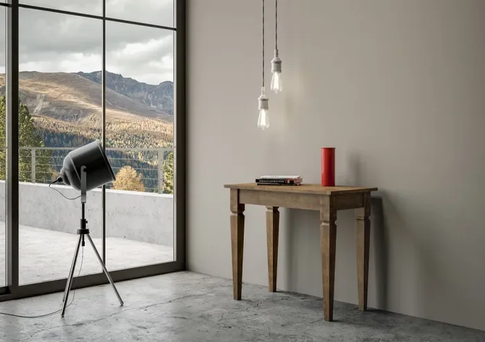 Consolle Allungabile 90-308x48x77 cm in Nobilitato Marrone - immagine 2