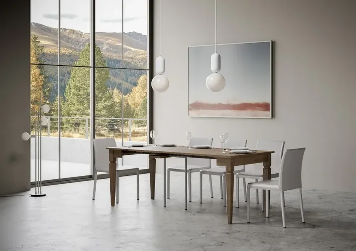 Consolle Allungabile 90-308x48x77 cm in Nobilitato Marrone - immagine 3