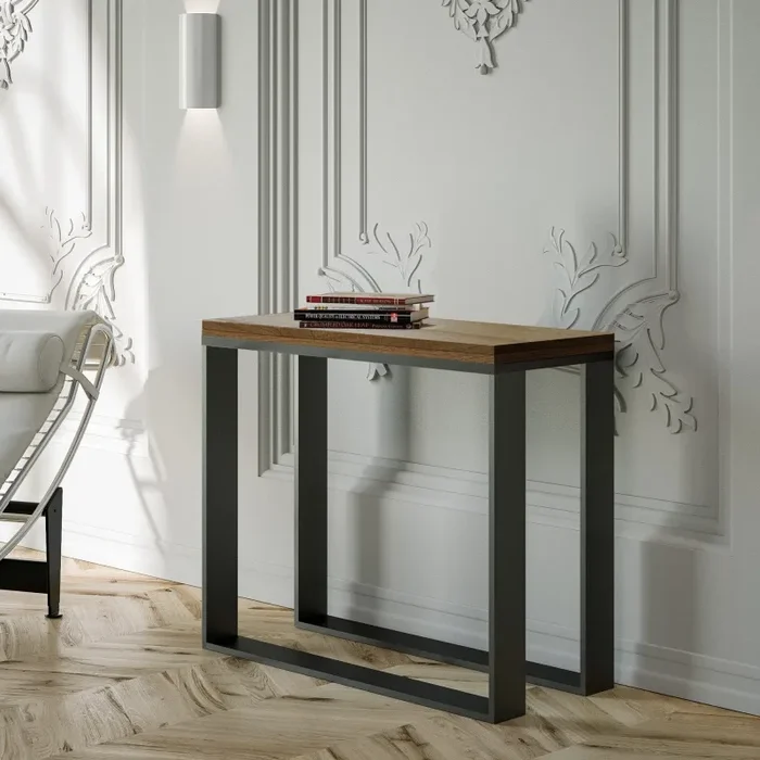 Consolle Allungabile 90-x45-90×80 cm in Nobilitato Marrone Vendita calda online