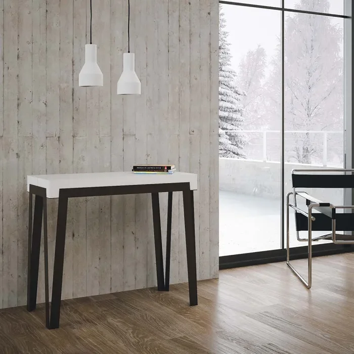 Consolle Allungabile in Legno e Ferro H77x40x90/300cm Rio Bianco Frassino Ruggine Classica - immagine 2