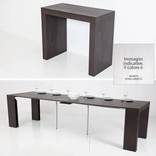 Consolle Tavolo Allungabile 45/305 Cm Bianco Poro Aperto Groupdesign Twist