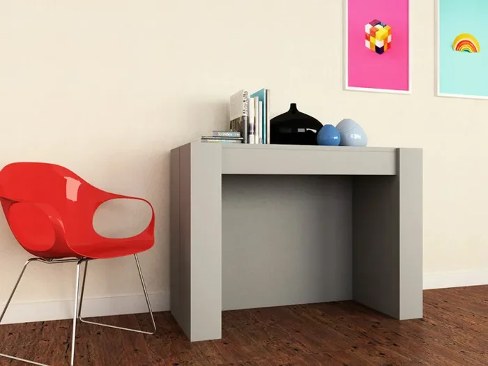 Consolle Tavolo Allungabile in Melamina 42/302x95x76cm TFT Moon Beige Opaco Grigio