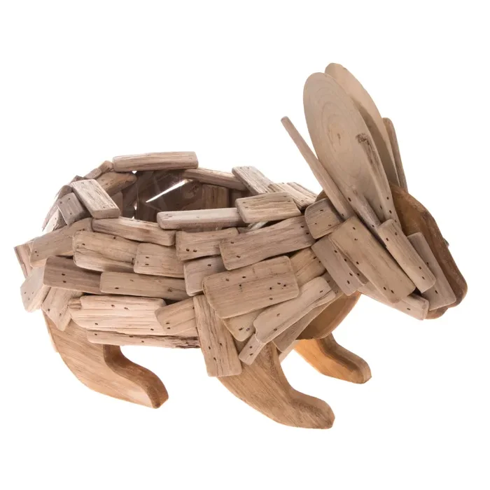 Contenitore in Legno a Forma di Coniglio H 35 cm Sconti