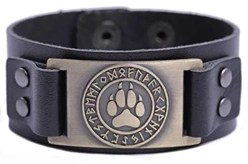 cooltime Vichingo Norse 24 Rune Orso Paw Artiglio Braccialetti Unisex Bronze