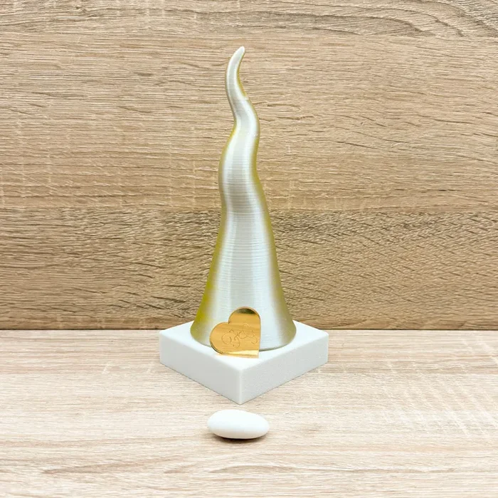 Corno Multicolor Avorio con Cuore Orchidea