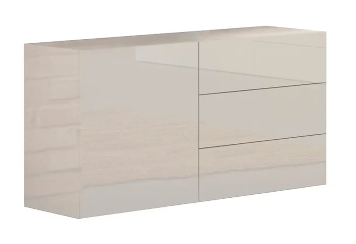 Credenza 1 Anta + 3 Cassetti 110x40x60,5 cm Metis Bianco Lucido