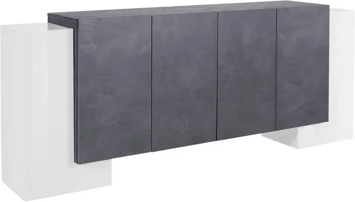 Credenza 2 + 4 Ante 210x45x85 cm Pillon Bianco Lucido e Ardesia