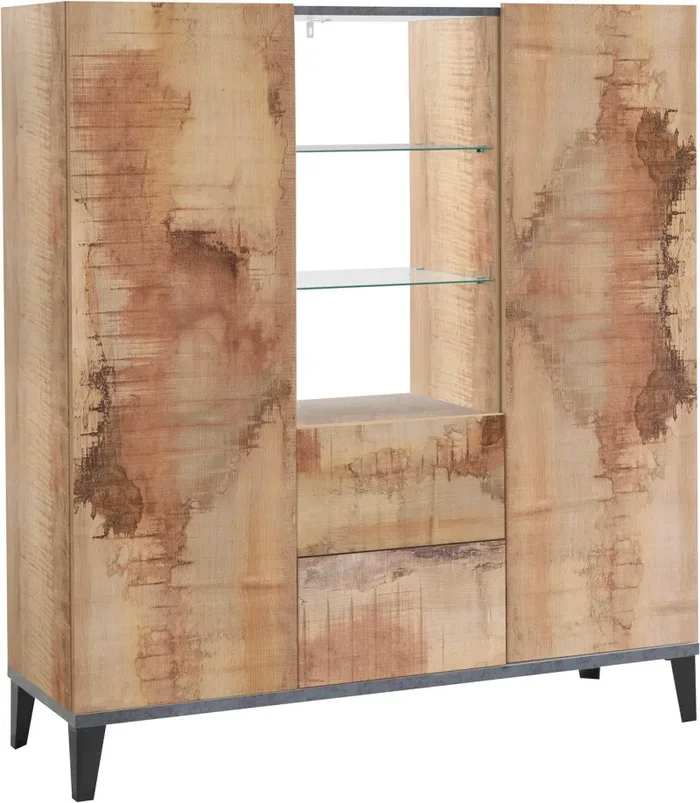 Credenza 2 Ante + 2 Cassetti 120x40x132,5 cm Sunrise Acero Pereira e Ardesia Vendita online