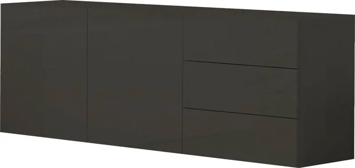 Credenza 2 Ante + 3 Cassetti 170x40x60,5 cm Metis Antracite Lucido