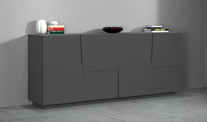 Credenza 4 Ante 200x44x86 cm Pongo 4A Grigio Antracite Opaco