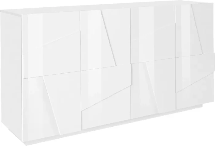 Credenza 4 Ante Battenti 162,4×44,2×86 cm Ping Bianco Lucido