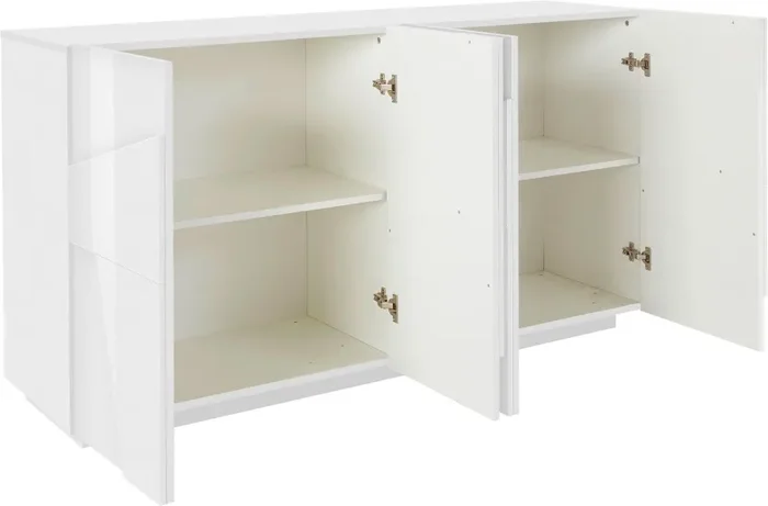 Credenza 4 Ante Battenti 162,4×44,2×86 cm Ping Bianco Lucido - immagine 3