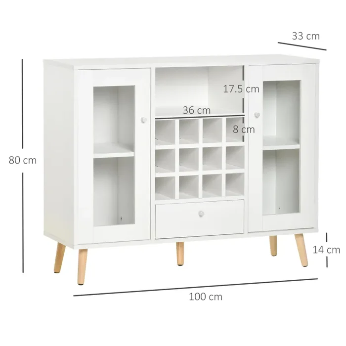 Credenza con Cantinetta 12 Bottiglie 100x33x80cm in Legno Bianco - immagine 3