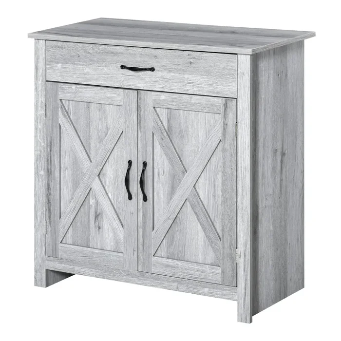 Credenza Cucina Country con Armadietto a 2 Ante e Cassetto 80×39.7x80cm Grigio Vendita calda