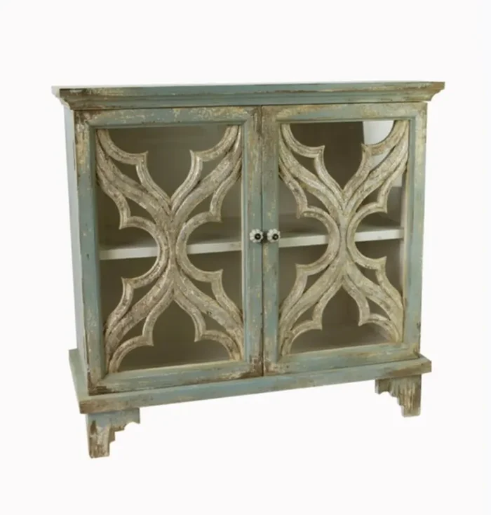 Credenza Mobile Soggiorno 2 Ante in Legno 94x92x40cm Shabby Chic