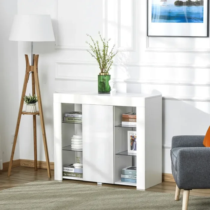 Credenza Moderna con Mensole 97x35x83 cm in Legno truciolare Bianco - immagine 2