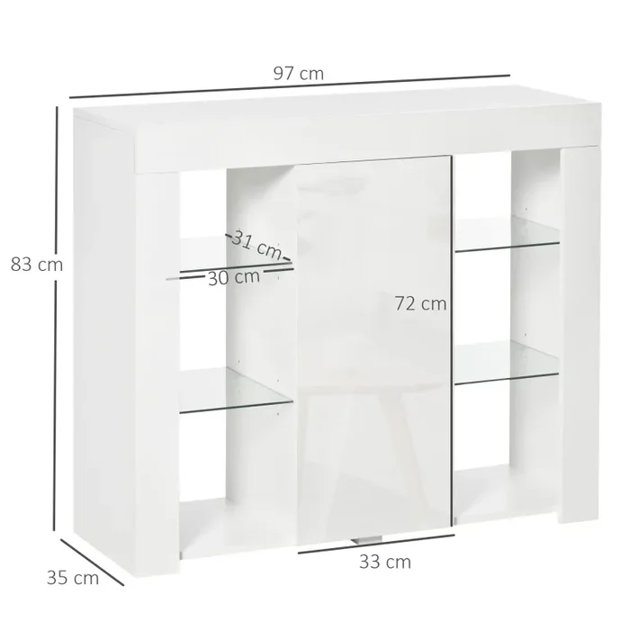 Credenza Moderna con Mensole 97x35x83 cm in Legno truciolare Bianco - immagine 3