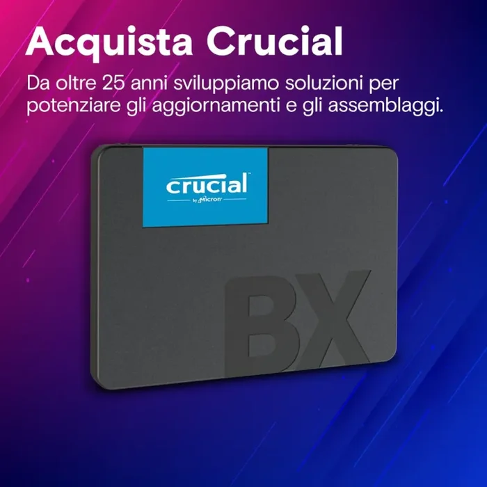 Crucial BX500 CT480BX500SSD1 SSD Interno, 480 GB, 3D NAND, SATA, 2.5 Pollici - immagine 2