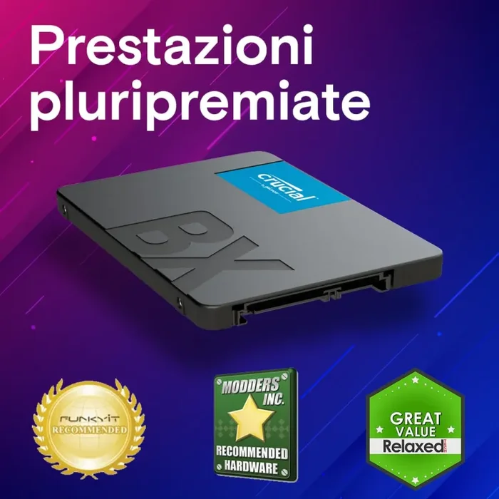 Crucial BX500 CT480BX500SSD1 SSD Interno, 480 GB, 3D NAND, SATA, 2.5 Pollici - immagine 3