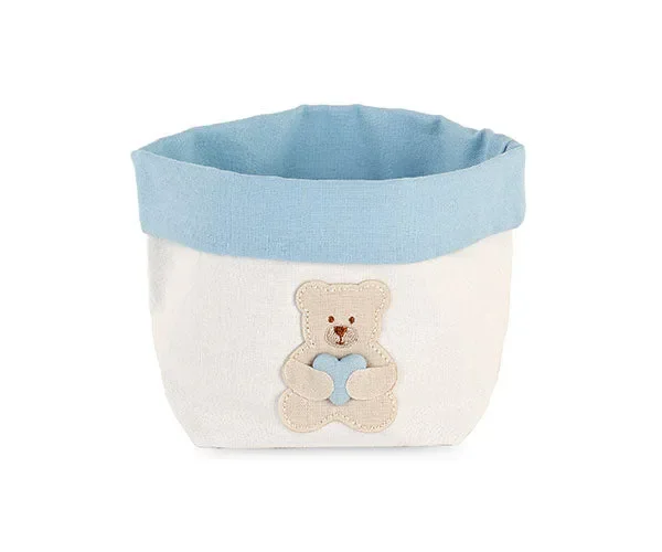 Cupido&Co. Cestino Orsetto Cuore Azzurro D 100 Mm H 110 Mm