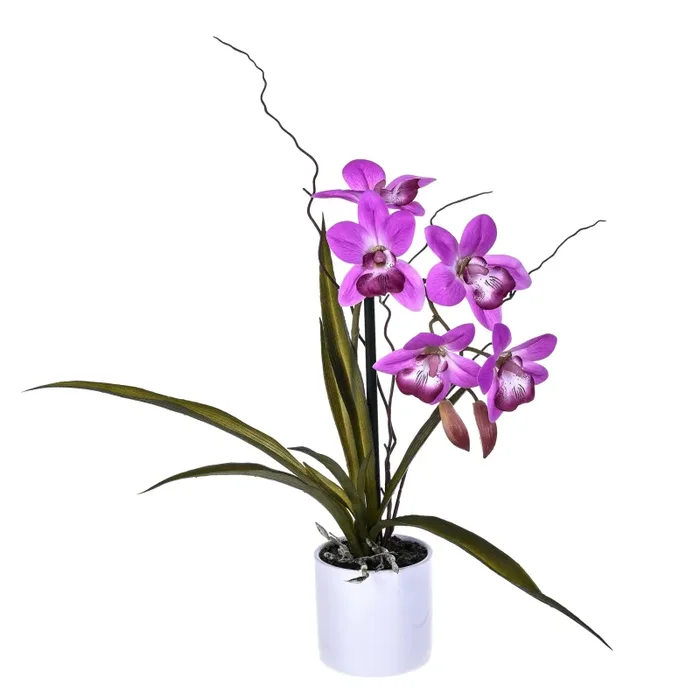 Dendrobium Artificiale con Vaso Altezza 36 cm Viola