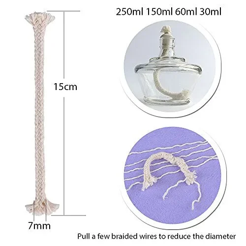 (Dia.7mm) 50 Pezzi 15cm Stoppino per Lampada Olio Alcool Stoppini in Cotone… - immagine 2