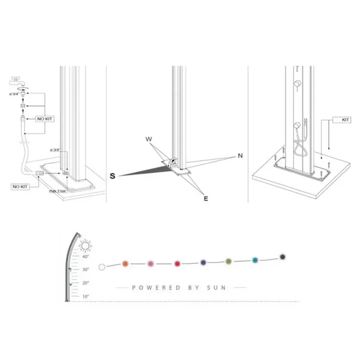 Doccia Solare da Esterno Giardino 25L Miscelatore Temporizzato e Lavapiedi Arkema Jolly S Vari Colori