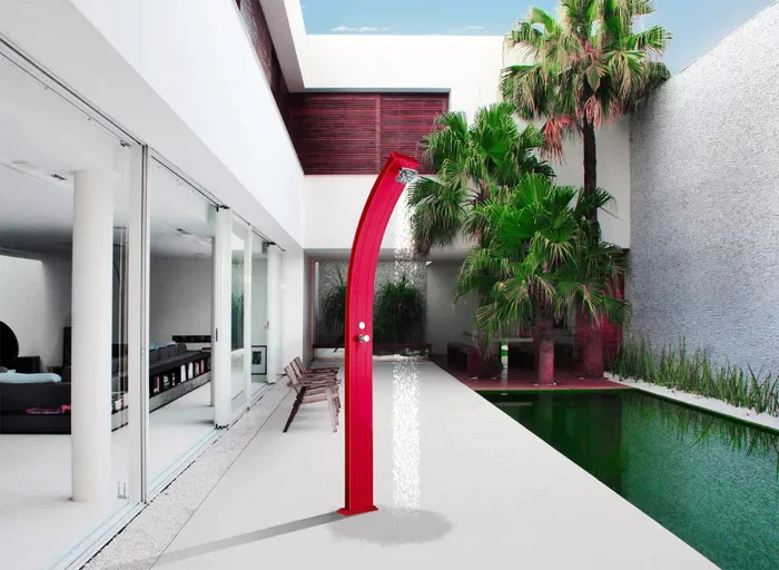 Doccia Solare da Esterno Giardino 30L Miscelatore Arkema Spring Champagne Bronze - immagine 2