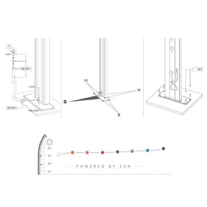 Doccia Solare da Giardino 30L Miscelatore e Lavapiedi Arkema Spring Plus Bianco - immagine 3