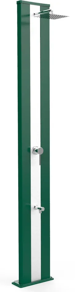 Doccia Solare da Giardino 40L Miscelatore e Lavapiedi Arkema Dada S Fascia Inox Verde Scuro
