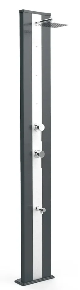Doccia Solare da Giardino 40L Miscelatore Nebulizzatore e Lavapiedi Arkema Dada S Grigio Antracite Inox
