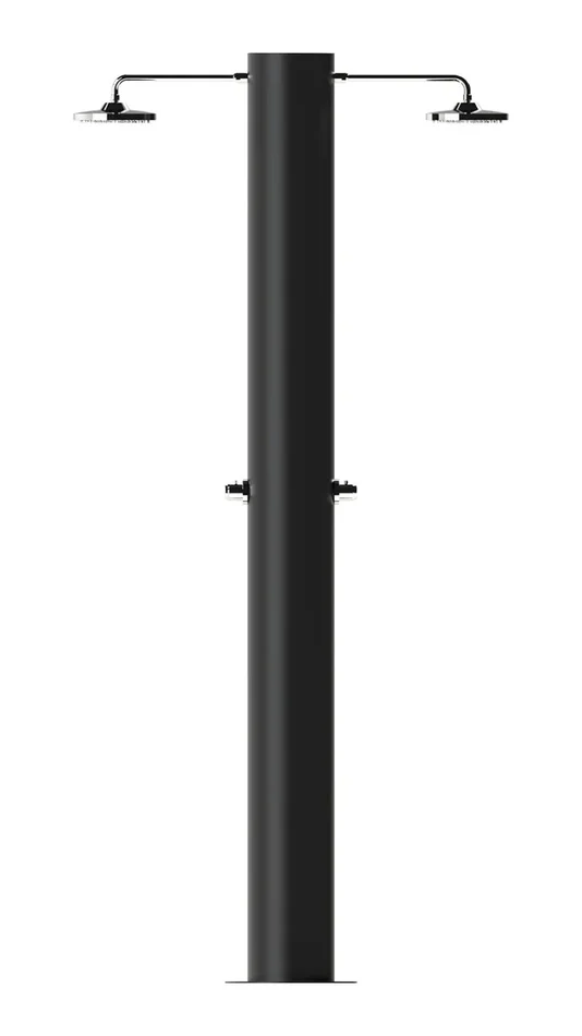 Doccia Solare da Giardino 70 L 2 Soffione Eco Rain e 2 Miscelatore Temporizzato Arno T2N Nero Opaco