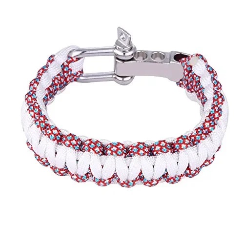 DonDon Bracciale Uomo Survival Outdoor in Nylon Bianco Multicolore Ii