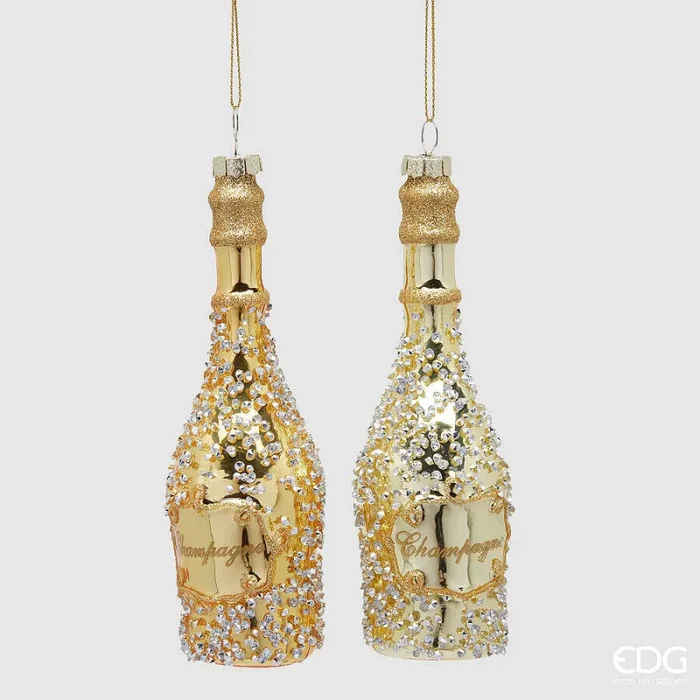 EDG Enzo De Gasperi Addobbo di Natale Bottiglia Ass. H 15 Cm Gold 1 Pz
