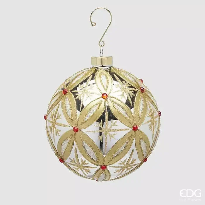 EDG Enzo De Gasperi Addobbo di Natale Palla con Rubini D 12 Cm Silver Gold 1 Pz Online ora