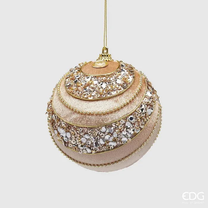 EDG Enzo De Gasperi Addobbo di Natale Palla Decorperle D 10 Cm Sand