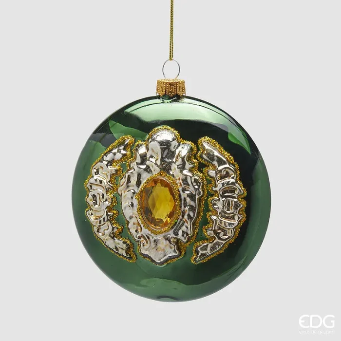 EDG Enzo De Gasperi Addobbo di Natale Palla Gemme H 12 Cm D 10 Cm Green Saldi
