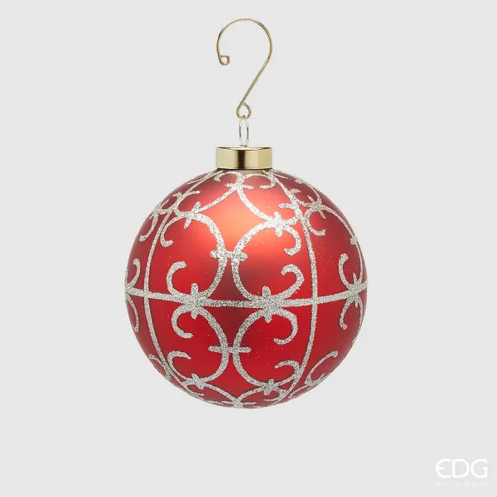 EDG Enzo De Gasperi Addobbo di Natale Palla Ricamo D 10 Cm Red