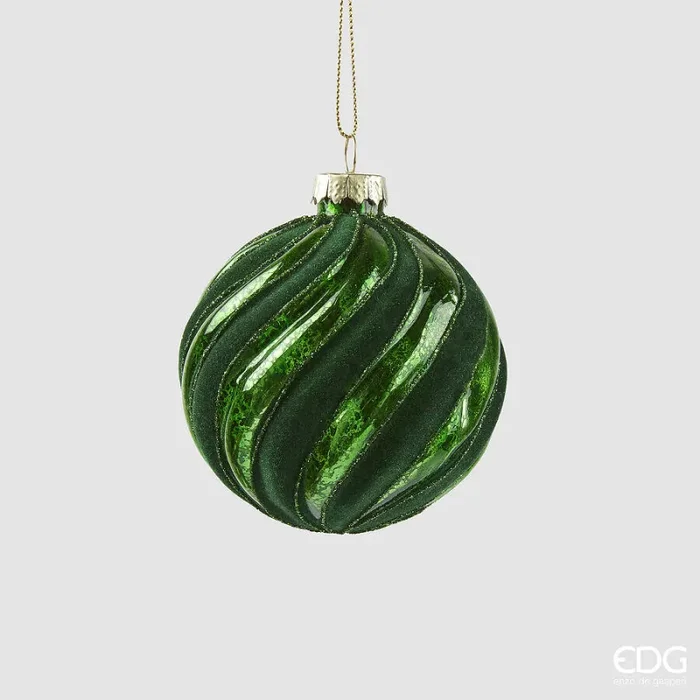 EDG Enzo De Gasperi Addobbo di Natale Palla Swirl D 8 Cm Green