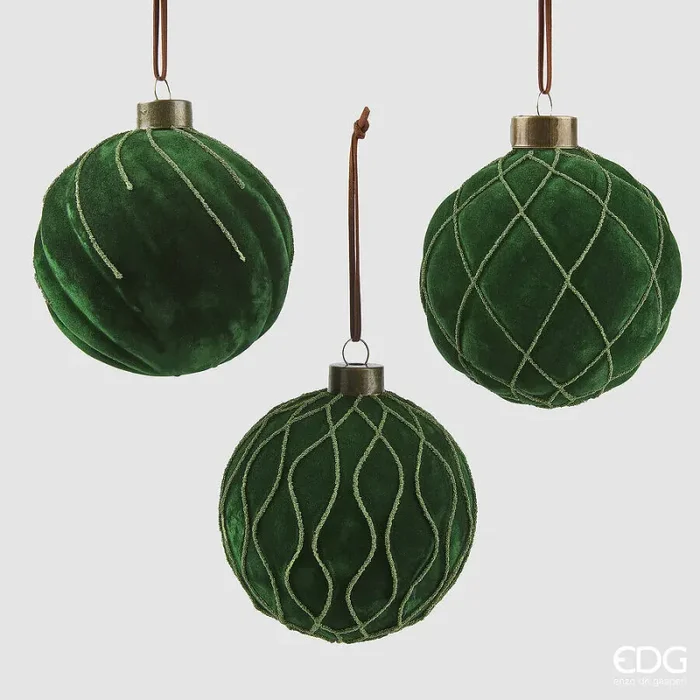 EDG Enzo De Gasperi Addobbo di Natale Palla Velvet D 10 Cm Ass. Green 1 Pz Vendita calda online