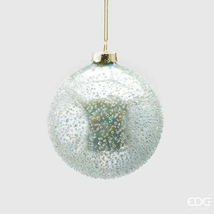 EDG Enzo De Gasperi Addobbo di Natale Palla Vetro Microbolle D 10 Cm Light Green