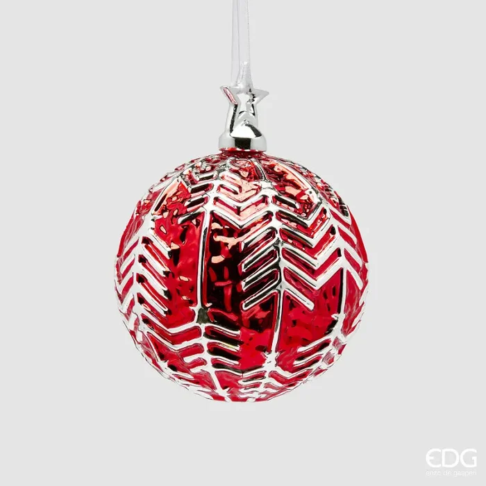 EDG Enzo De Gasperi Addobbo di Natale Palla ZigZag D 10 Cm Red