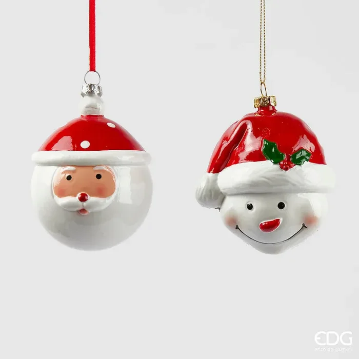 EDG Enzo De Gasperi Addobbo Natale Babbo UomoNeve D 10 Cm Bianco Rosso 1 Pz