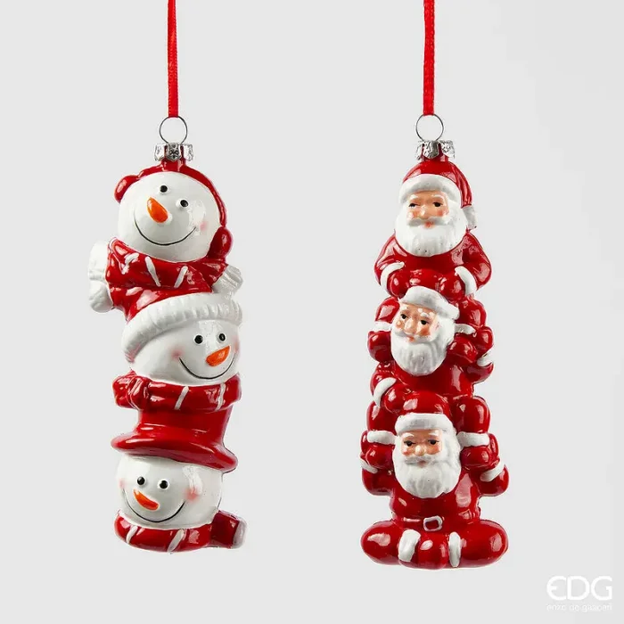 EDG Enzo De Gasperi Addobbo Natale Babbo UomoNeve H 14,5 Cm L 6 Cm L 4 Cm Bianco Rosso 1 Pz
