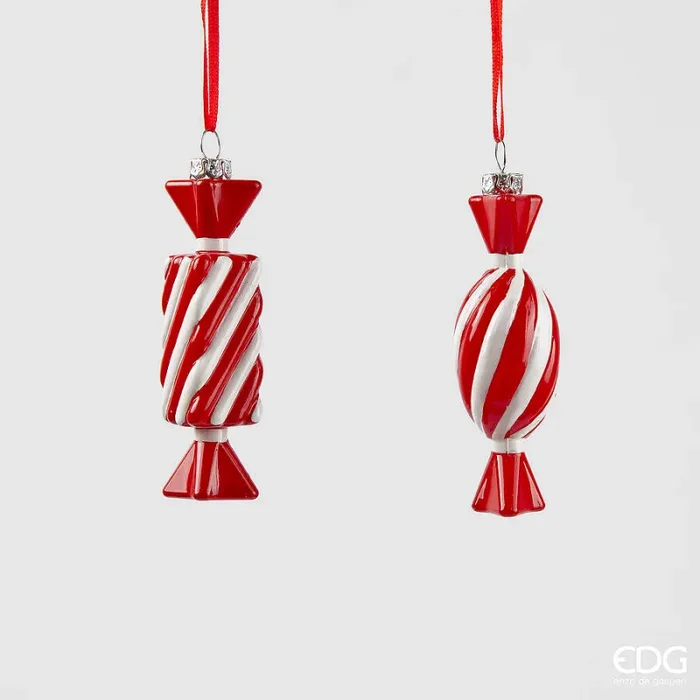 EDG Enzo De Gasperi Addobbo Natale Candy H 10,5 Cm L 3 Cm L 3 Cm Bianco Rosso 1 Pz