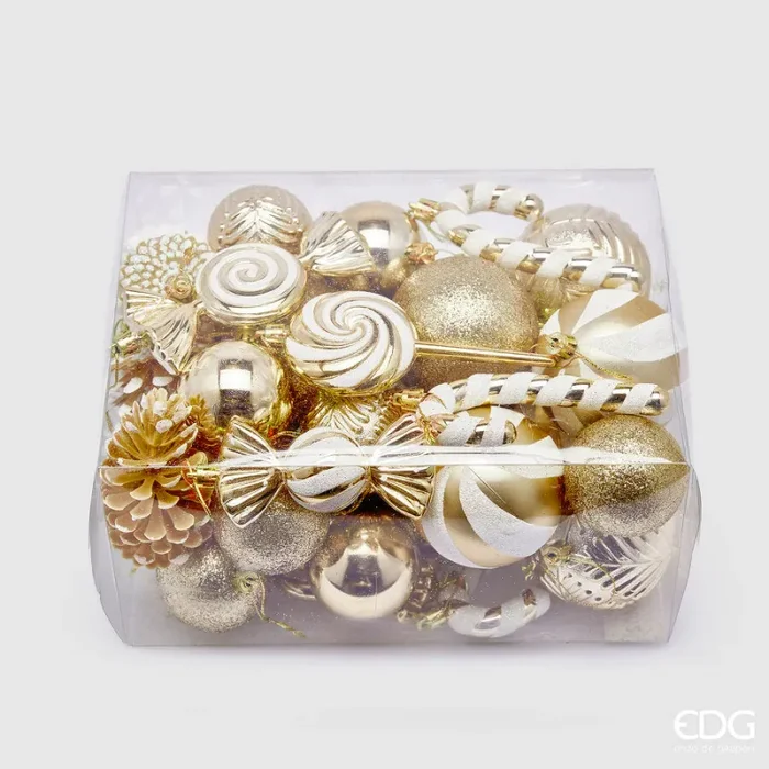 EDG Enzo De Gasperi Addobbo Natale Decomix H 13 Cm D 7,5 Cm Cf 36 Pz Gold