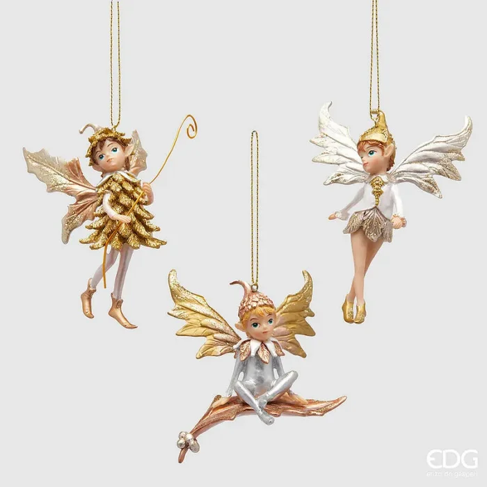 EDG Enzo De Gasperi Addobbo Natale Fata H 10 Cm Ass. Silver Gold 1 Pz